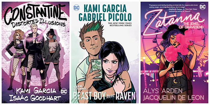 Graphic Novels Constantine: Distorted Illusions, Teen Titans: Beast Boy Loves Raven, and Zatanna: The Jewel of Gravesend